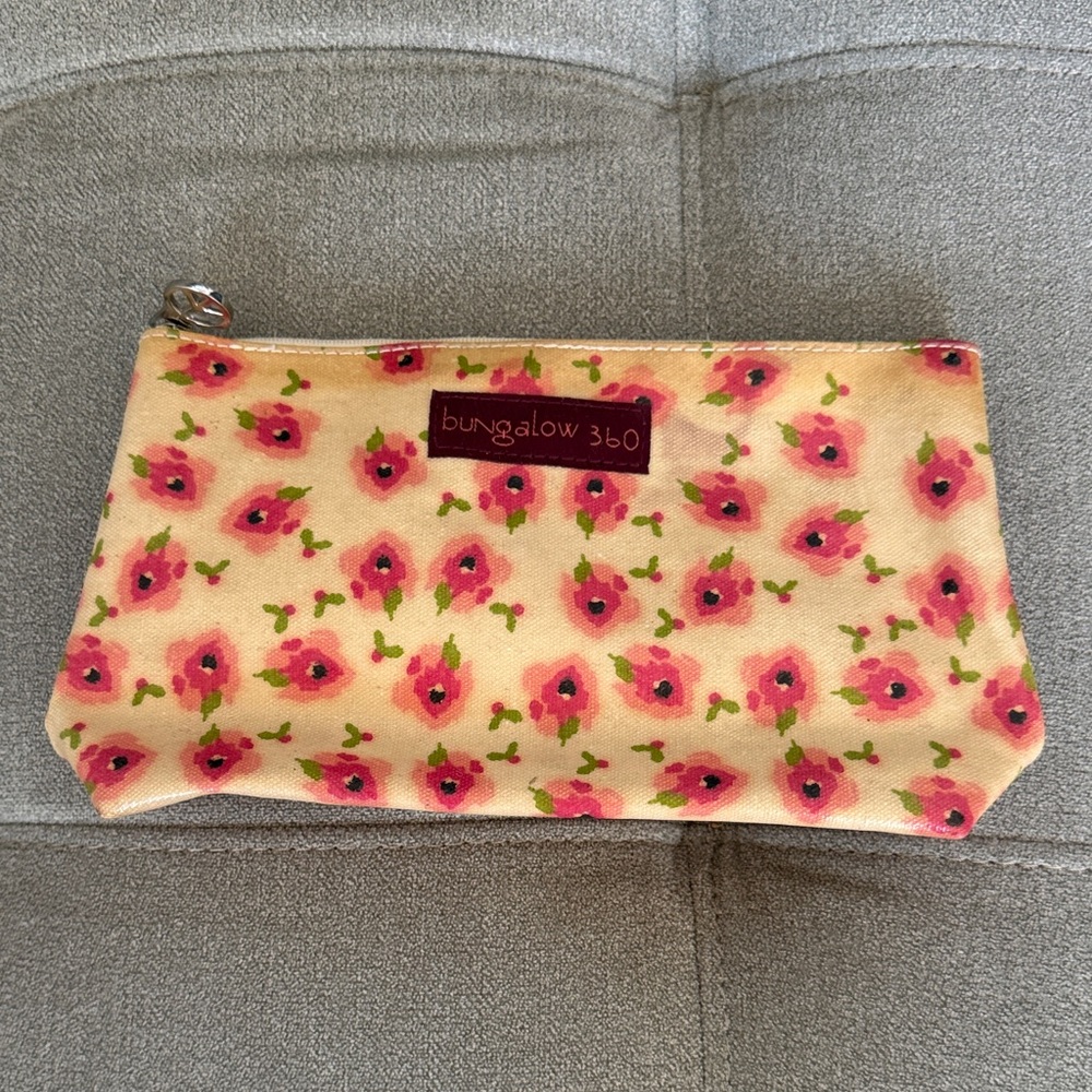 bungalow 360 Pink Floral Cosmetic Pouch on Cream